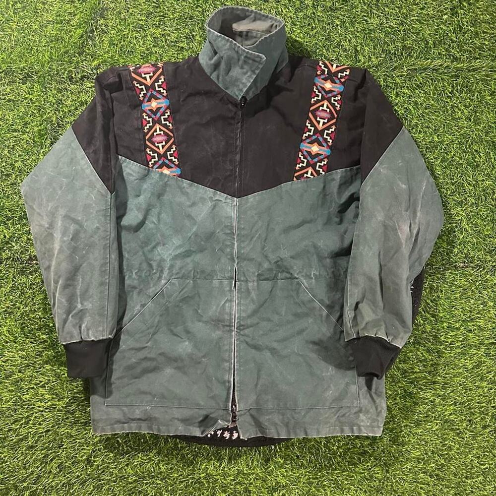 Vintage 90s Davis James Aztec Workwear Jacket - M; 23x29 (Width/Length)